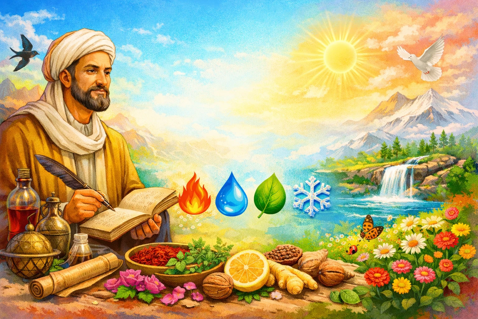 آزمون جامع مزاج شناسی و طبع شناسی آنلاین (تست بوعلی سینا) یه تصویر خوب برای صفحه اصلی این مقاله میخوام در ابعاد واید سعی کن از رنگ های شاد استفاده کنی